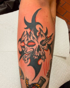 Ezra Coates Brass Eagle Tattoo Peoria Tribal Skull