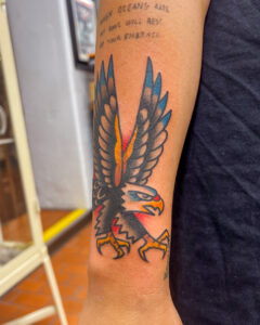 Ezra Coates Brass Eagle Tattoo Peoria Traditional Eagle