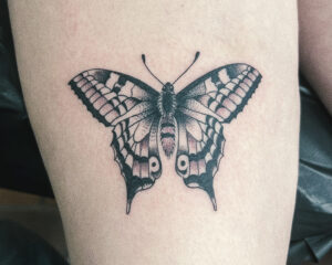 Ezra Coates Brass Eagle Tattoo Peoria Traditional Realistic Butterfly