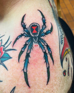 Ezra Coates Brass Eagle Tattoo Peoria Traditional Spider