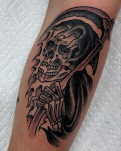 Terry Lessard Brass Eagle Tattoo Peoria Traditional Reaper