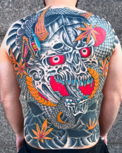 Terry Lessard Brass Eagle Tattoo Traditional Japanese Back Piece