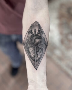 Zach Dole Brass Eagle Tattoo Peoria Realistic Crystal Heart