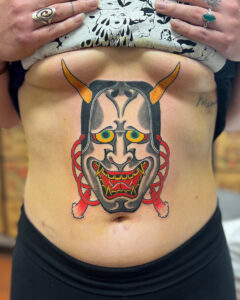 Zach Dole Brass Eagle Tattoo Peoria Traditional Hannya Mask