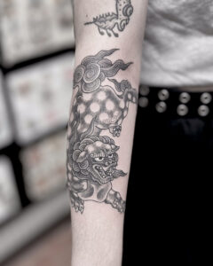 Zach Dole Brass Eagle Tattoo Peoria Foo Dog