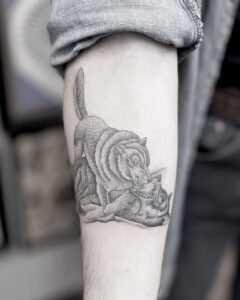 Zach Dole Brass Eagle Tattoo Peoria Black and Grey Wolves