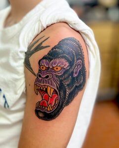 Zach Dole Brass Eagle Tattoo Peoria Traditional Gorilla
